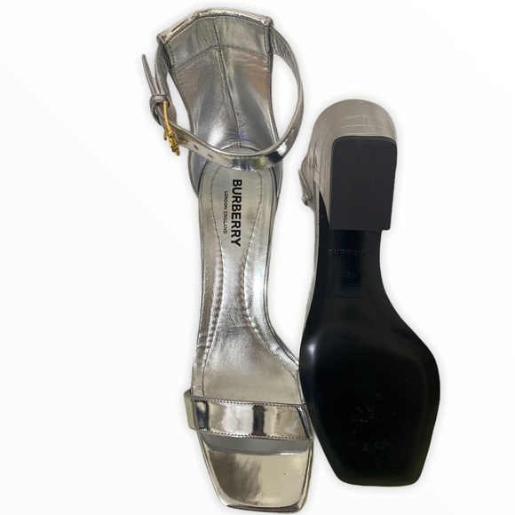 Burberry Pirmont Croc-Embossed Block Heel Sandals - Picture 6 of 7